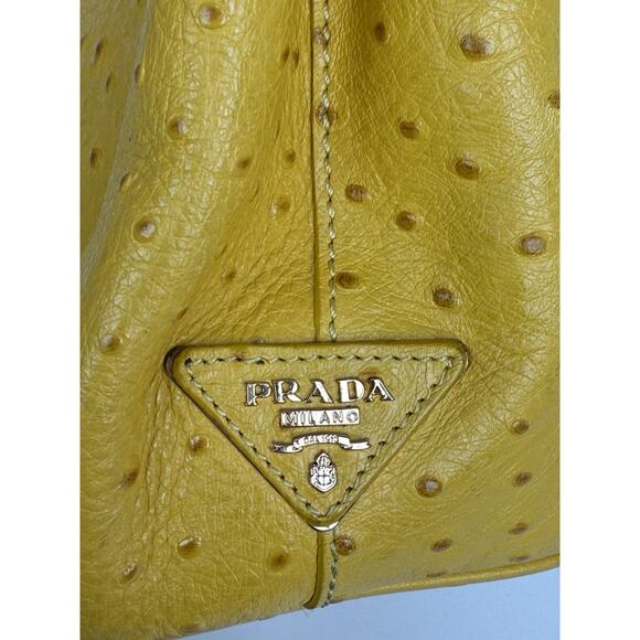Prada Struzzo Lux Medium Galleria Double-Zip Tote in Mustard Yellow Ostrich Leat - Picture 13 of 16